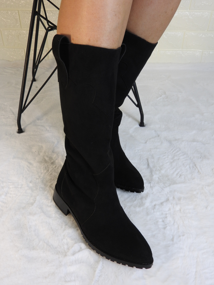 Süet İçi Kürklü Siyah Günlük Kadın Çizme