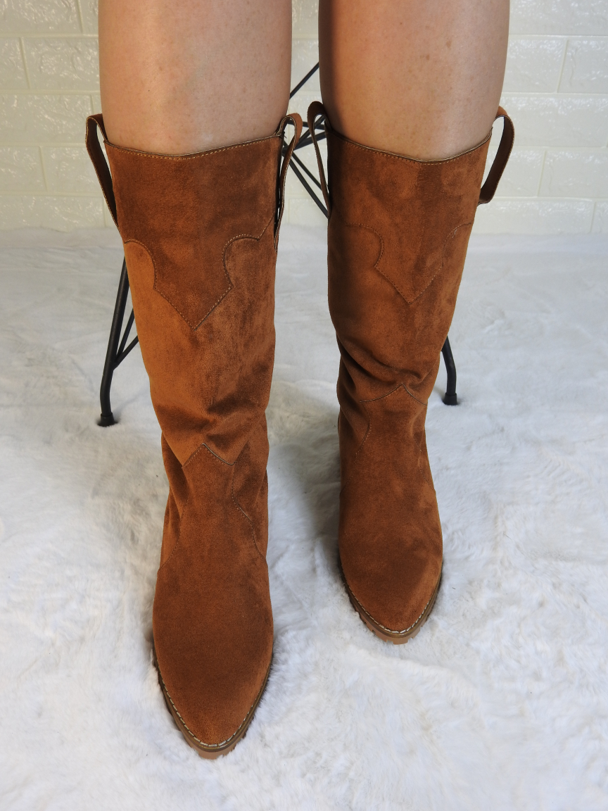 Süet İçi Kürklü Taba Günlük Kadın Çizme