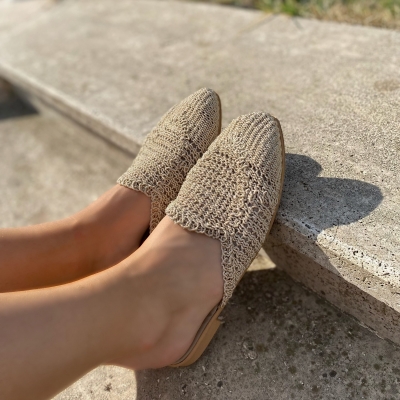 Vizon hasır işlemeli terlik modeli